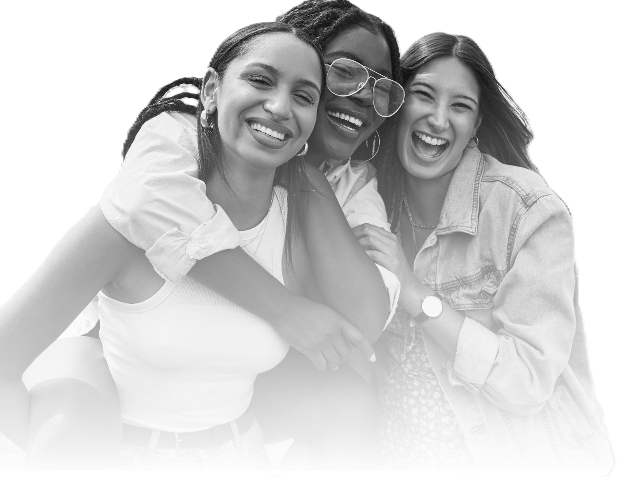 Group portrait three people outdoor smiling companionship image