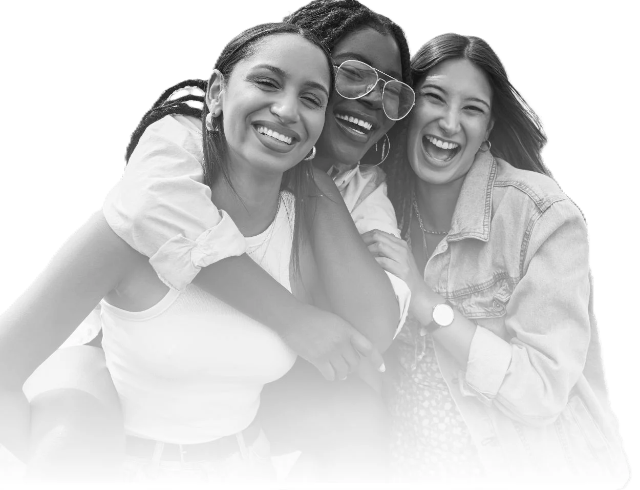 Group portrait three people outdoor smiling companionship image