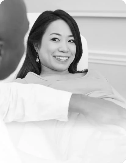 Black and white portrait two people indoor setting