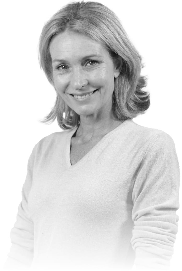 Grayscale portrait person light hair V-neck sweater